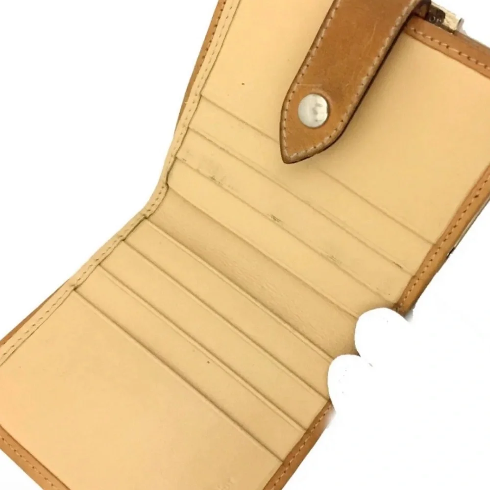 CHRISTIAN DIOR TROTTER CANVAS LEATHER BIFOLD WALLET Neutral Tan Color